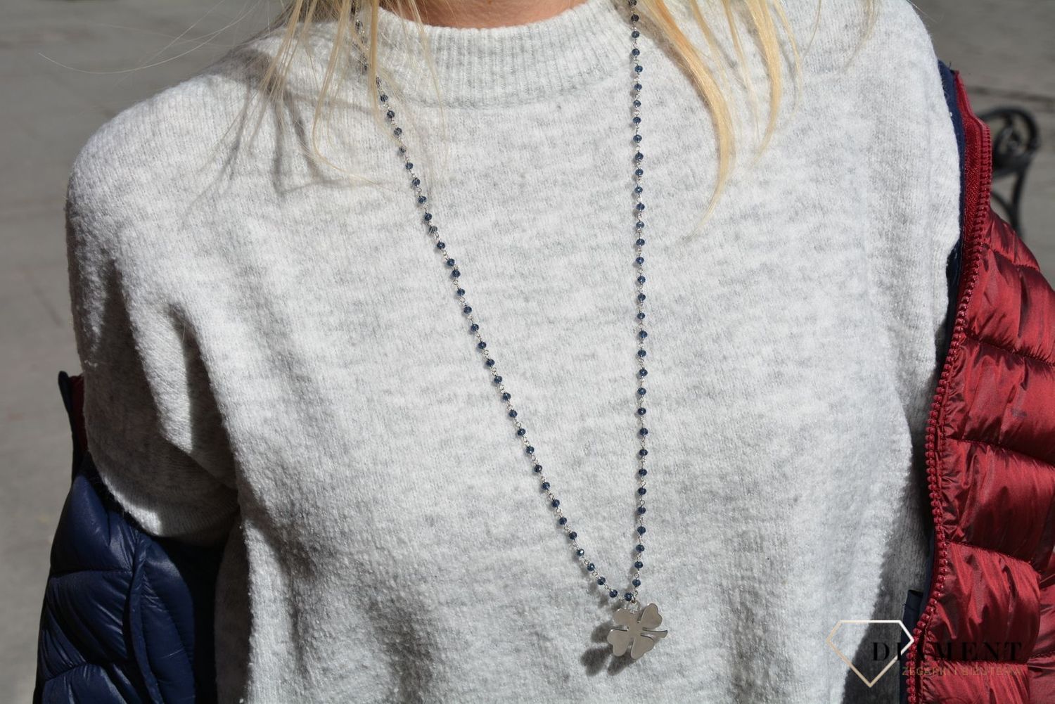 Naszyjnik srebrny koraliki z koniczynką Dall'Acqua C RM 19899 M 0151 3.JPG